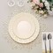 10 Ivory 8" Round Disposable Plastic Salad PLATES Gold Swirl Design Trim Party